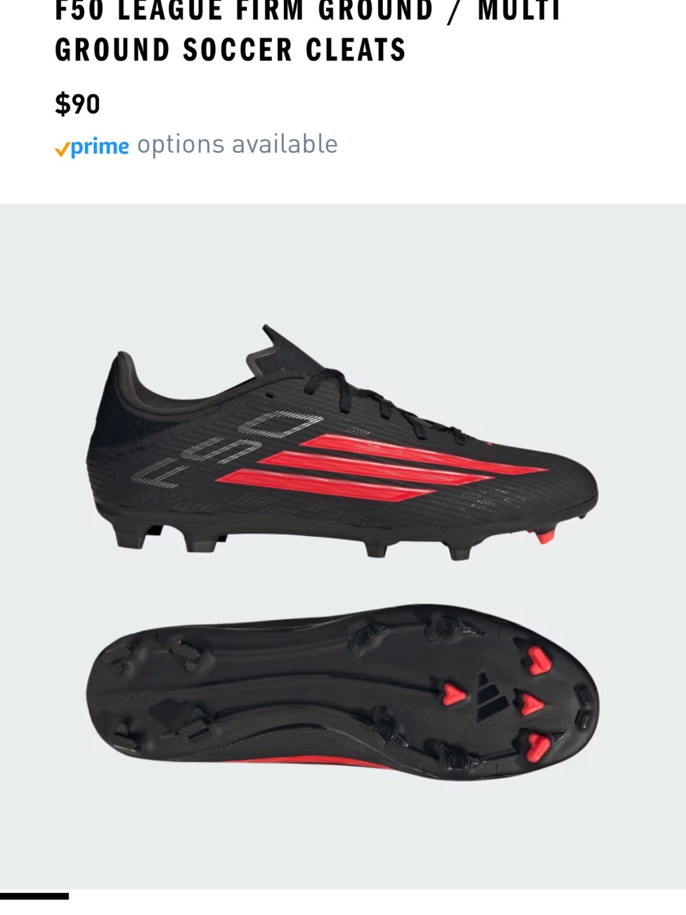 adidas F50 League Soccer Cleats - Black & Red